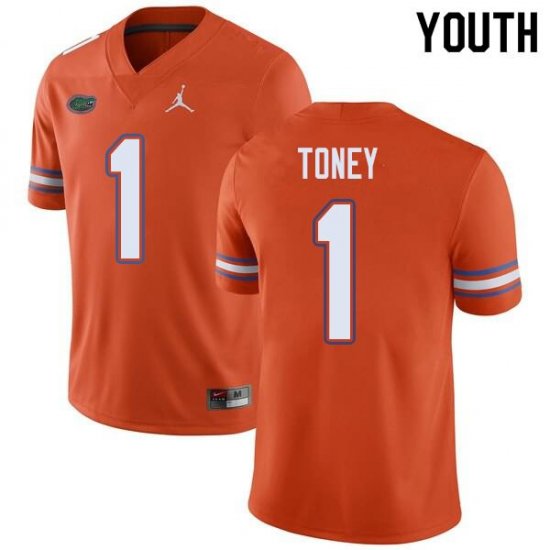 Youth Florida Gators #1 Kadarius Toney NCAA Jordan Brand Orange Authentic Stitched College Football Jersey HTA7762AD